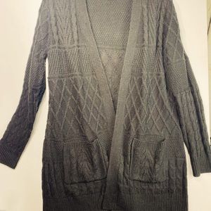 Womens large Y2K long knot cable cardigan